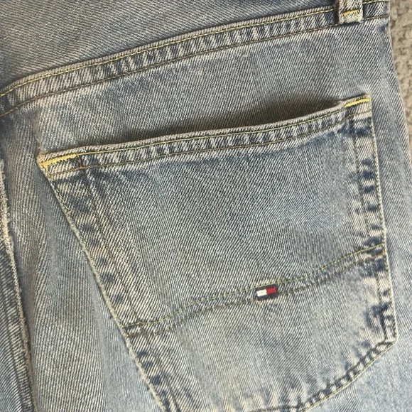 VTG Tommy Hilfiger Jeans‎ Mens 32x30 Blue Baggy Loose Wide Leg 90s Flag Logo USA